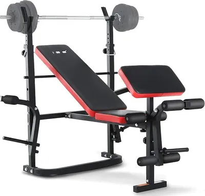 Produktbild von Multifunktional Trainingsbank, Hantelbank Verstellbar Klappbar mit Beincurler Haushalt Fitnessgeräter für Kniebeuge, Hantelbank Bankdrücken,Rumpfbeuge,Training Bank Neigen, Beinbeuger für Zuhause
