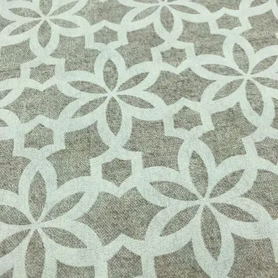 Leinenstoff 100x280 cm, geometrisch, beige, 1 Meter