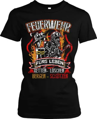 Produktbild von Feuerwehr Damen T-Shirt | Held Freiwillige FFW Firefighter | M14 – L / Schwarz