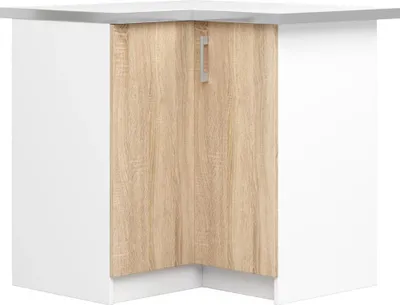 Produktbild von TRIVORA Eckunterschrank – 84 x 90 cm, Weiß/Sonoma Eiche