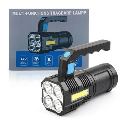 Produktbild von LED Handscheinwerfer USB Wiederaufladbar, Suchscheinwerfer mit 4 Modi, IP44 Wasserdicht, Camping Taschenlampe 1200mAh