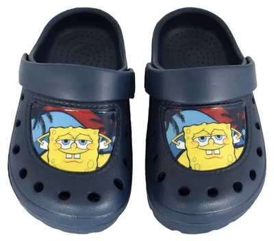 Produktbild von Spongebob Schwammkopf Clogs für Jungen - Palme Kinder Sandalen Pantoletten Gartenschuhe rutschfest Dunkelblau 27-28
