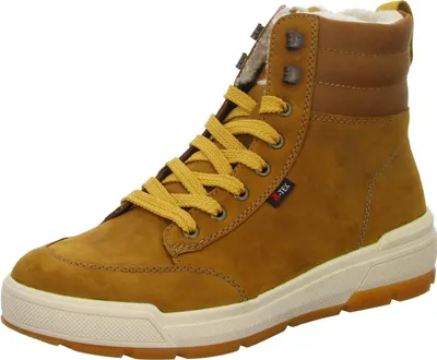 A single brown boot is shown against a white background.