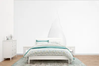 Produktbild von MuchoWow® Fototapete für Wohnzimmer oder Schlafzimmer Wandtapete Vinyl Motivtapete Ein fallender Wassertropfen - schwarz und weiß - 375x280 cm - Schlafzimmer tapete