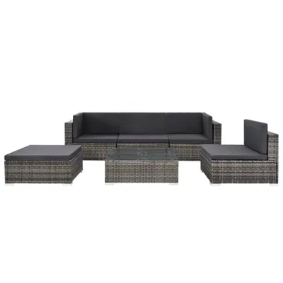 Immagine prodotto di vidaXL Set di 6 pezzi per salotto da giardino con cuscini in poly rattan grigio