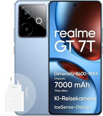 Zdjęcie produktu dla Smartfon 7T 5G, 12+512 GB, procesor Dimensity 8400-MAX, bateria Titan o pojemności 7000 mAh, wyświetlacz 6,78 cala, rozdzielczość 1,5K, częstotliwość odświeżania 120 Hz, kamera AI Travel Snap, certyfikat IP69, kolor: niebieski IceSense