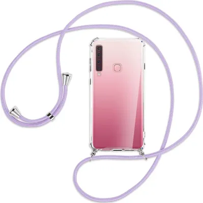Produktbild von Handykette Backcover-Schutzhülle mit Band (Metall silberfarben) für Samsung Galaxy A9 2018 - violett