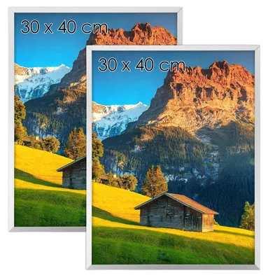 Imagen del producto de Juego de 2 marcos para fotos, 30x40 cm, color plateado