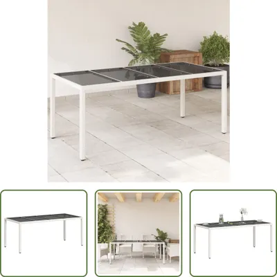 Produktbild von The Living Store Gartentisch mit Glasplatte Weiß 190x90x75 cm Poly Rattan