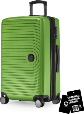 Produktbild von Mitte - mittelgroßer Koffer + digitaler Namensschild, erweiterbarer Reisekoffer Check-In Gepäck Rollkoffer 90L Gurtmaß 158 cm Doppelrollen Trolley TSA,Apfelgrün