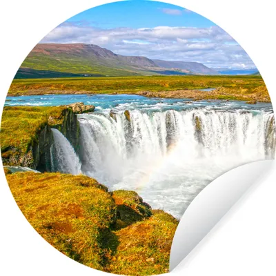 Produktbild von MuchoWow® Runde Wandtattoo - Wandsticker Tapete Aufkleber Wasserfall - Wasser - Natur Ø 30 cm Selbstklebend und Repositionierbar - Wandaufkleber - Kreis - Wandbild - Fototapete - Selbstklebend - Dekoration - Wandschmuck - Schlafzimmer
