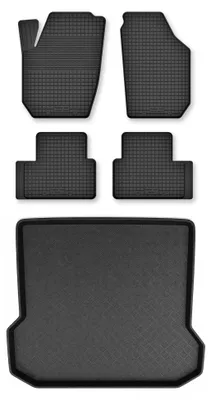 Productafbeelding van Rubberen automatten + kofferbakmat voor Volvo XC70 III 2007-2016 – 5-delig, zwart, op maat – Wielganizator Semi-Universal
