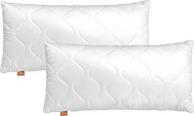 Produktbild von Famanu Kissen Set 2 Stück Komfortkissen mit Reißverschluss, 100% Mikrofaser, 40 x 80 cm, weiß