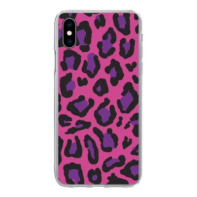 Produktbild von MuchoWow® Handyhülle Schutzhülle Hülle für iPhone Xs Pantherdruck - Rosa - Lila Silikon Softcase Handy Hülle - Handytasche