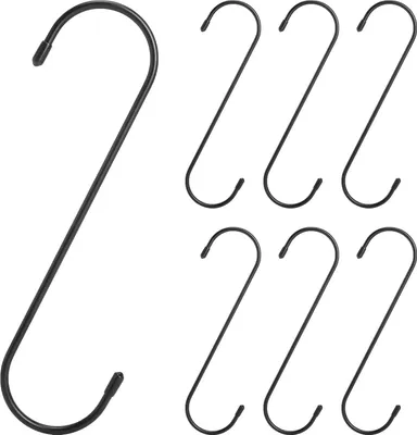 6 S-Haken, groß, 20 cm, schwarz, Titanstahl, rutschfest