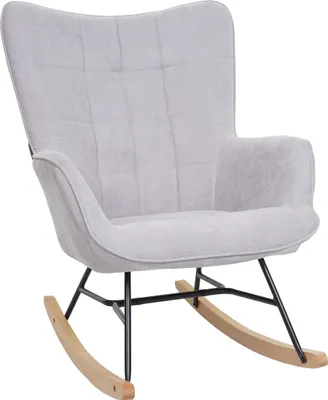Produktbild von Schaukelstuhl HWC-K36, Schwingstuhl Relaxsessel Fernsehsessel, Stoff/Textil grau
