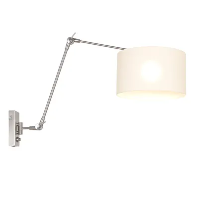 Produktbild von Steinhauer Wandleuchte Prestige Chic 1-flammig Stahl gebürstet / Leinen weiß 80x30cm