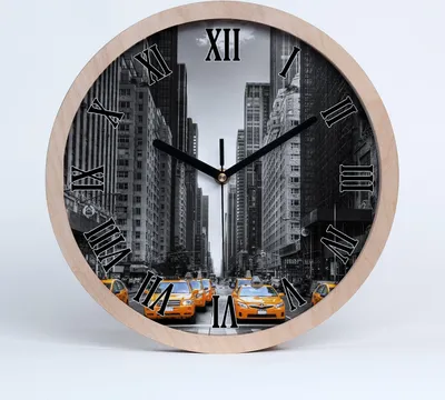 Produktbild von Holzuhr 20fi cm wanduhr - schwarze Spitzen - New York Taxi