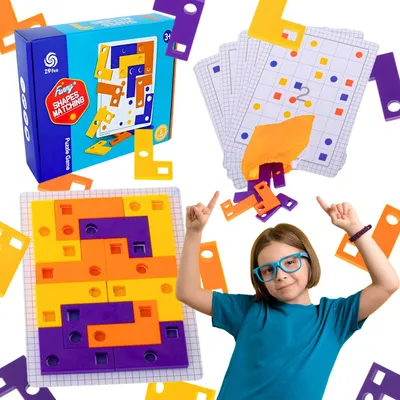 Zdjęcie produktu dla Gra Logiczna Układanka Karty Montessori Tangram Puzzle Klocki Gra Planszowa