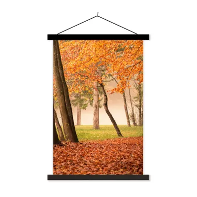 Produktbild von MuchoWow® Textilposter Blätter - Herbst - Wald 120x180 cm mit schwarzem Rahmen - Fotos