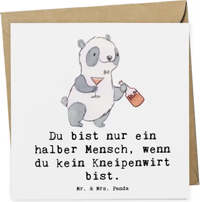 Produktbild von Mr. & Mrs. Panda Grußkarte Kneipenwirt Herz - Weiß - Geschenk, anlasskarte, Glückwunschkarte, Rum, Bar, faltkarte, Gaststätte, Lustig, Eröffnung, Klappkarte, doppelkarte