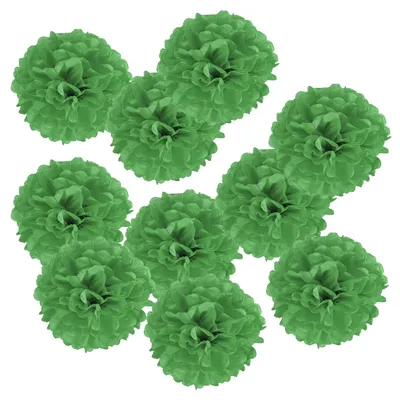 Image de Pompons en papier - 10 pièces - Pour la décoration - Vert - 20 cm