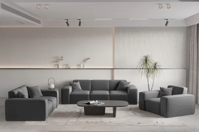 Produktbild von Sofaset Designersofa CELES PREMIUM 3-2-1 in Stoff Opera Velvet Dunkelgrau