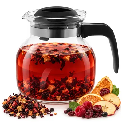 Produktbild von KADAX Hitzebeständige Teekanne mit Deckel, Glas, schwarz, 1,5L, KI-generiertes Bild