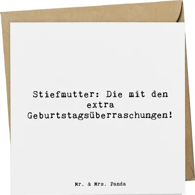 Produktbild von Mr. & Mrs. Panda Grußkarte Spruch Stiefmutter Überraschungen - Weiß - Geschenk, Freude, Feiern, doppelkarte, Geburtstagsüberraschungen, persönliche Erinnerungen, Familie