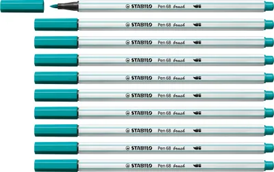 Produktbild von Premium-Filzstift mit Pinselspitze für variable Strichstärken - STABILO Pen 68 brush - 10er Pack - türkisblau