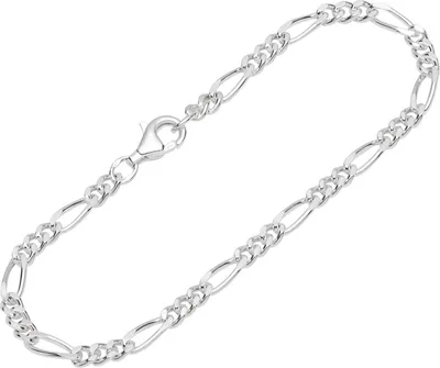 Produktbild von Armband 925 Sterling Silber 19cm Figaro Panzerkette diamantiert Uni Armkette