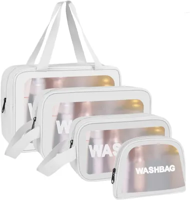 Produktbild von Kosmetiktasche Set, transparent, wasserdicht, 4 Stück, für Reisen
