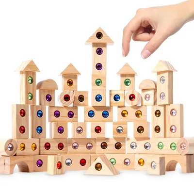 Immagine prodotto di Set di giocattoli in legno da impilare, 50 pezzi