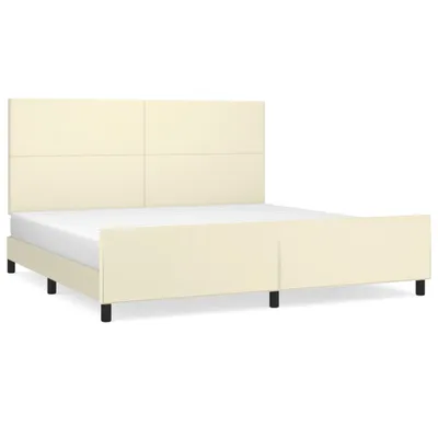 Image de Cadre de lit sans matelas crème 200x200 cm similicuir