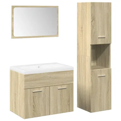 Image de vidaXL Ensemble de meubles de salle de bain 4 pièces en bois composite chêne Sonoma