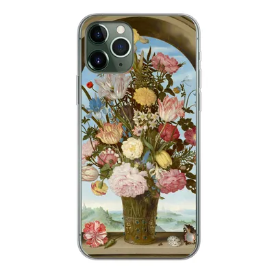 Produktbild von MuchoWow® Handyhülle Schutzhülle Hülle für iPhone 11 Pro Vase mit Blumen in einem Fenster - Gemälde von Ambrosius Bosschaert dem Älteren Silikon Softcase Handy Hülle - Handy