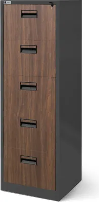 Produktbild von Jan Nowak, Hängeregistraturschrank, Stahlblech, Anthrazit-Holzoptik, 5 Schubladen, Pulverbeschichtung, 162 cm x 46 cm x 62 cm (H x B x T), Selbstmontage