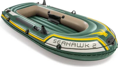 Produktbild von Intex Seahawk Boot - Set inklusive Pumpe und Paddel, 236 x 114 x 41cm, dunkelgrün, gelb, Maximale Tragfähigkeit: 240 kg