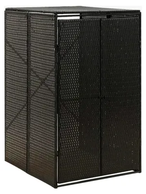 Produktbild von Mülltonnenbox für 1 Tonne Schwarz 70x80x117 cm Poly Rattan