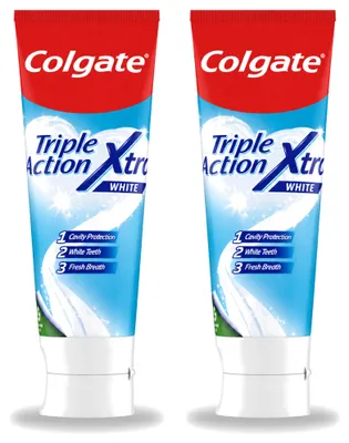 Productafbeelding van 2 x Colgate Triple Action Whitening tandpasta - 75 ml - Voordeelverpakking - 2 stuks