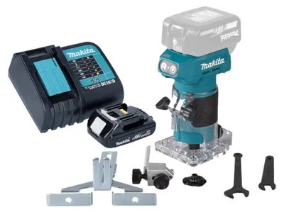 Obrázok produktu pre Akumulátorová fréza na hrany Makita DRT 52 SY1 18 V 6 mm bez kefiek + 1x batéria 1,5 Ah + nabíjačka