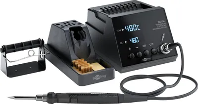 Zdjęcie produktu dla Goobay 78624 Cyfrowa stacja lutownicza 70, czarna – 70 W, 160–480 °C, nagrzewa się do temperatury lutowania w zaledwie 8 sekund, a do temperatury maksymalnej w 11 sekund