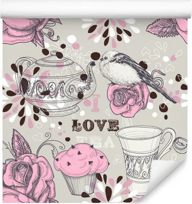 Immagine prodotto di 10m VLIES WALLPAPER rotolo sala da pranzo tè dolci rose uccelli foglie XXL