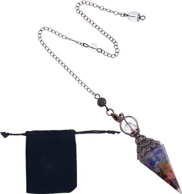 Immagine prodotto di Chakra Garland Pendulum Gemstone Divination - Hexagonal Pointed 7 Chakra Stones Healing - Naturale Reiki Gemstone Energy Wicca Crystals for Reiki Healing Crystal Grid Necklace