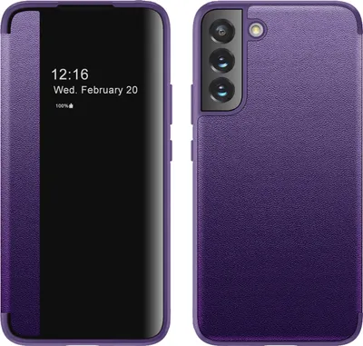 Image de Etui pour Samsung Galaxy S22 5G étui à rabat en cuirPolyuréthanefin avec fenêtre d'affichage Violet