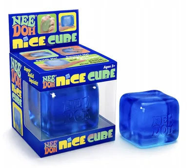 Image de NeeDoh Nice Cube : Jouet anti-stress en forme de cube, bleu, style "ice cube", fabriqué en mousse à mémoire de forme