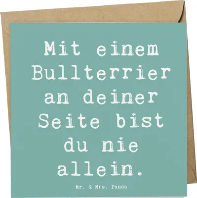 Produktbild von Mr. & Mrs. Panda Klappkarte Spruch Bullterrier Begleiter - Meeresbrise - Geschenk, Verbundenheit, treue, verspielte Hunde, faltkarte, Hunderasse, anlasskarte, Hunderassen