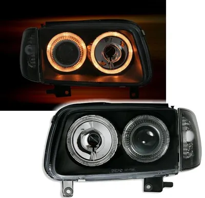 Für VW Polo 6N2 ab 1999-2001 Angel Eyes Scheinwerfer Schwarz Links + Rechts in der Farbe Schwarz von AD TUNING GmbH & Co. KG