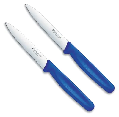 Produktbild von Victorinox | Gemüsemesser Blau | Classic Serie | 10 cm Klinge | 2er Set | ideales Schälmesser für präzise Schnitte | ergonomischer Griff | langlebig und vielseitig