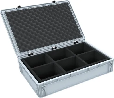 Produktbild von Eurobehälter 600x400x135 mm mit Scharnierdeckel und Schaumeinsatz